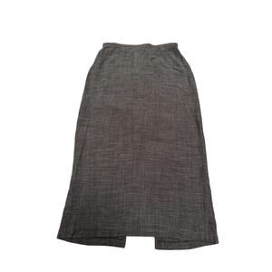 Eileen Fisher Linen Blend Midi Skirt Womens Medium Gray Minimalist Boho Chic